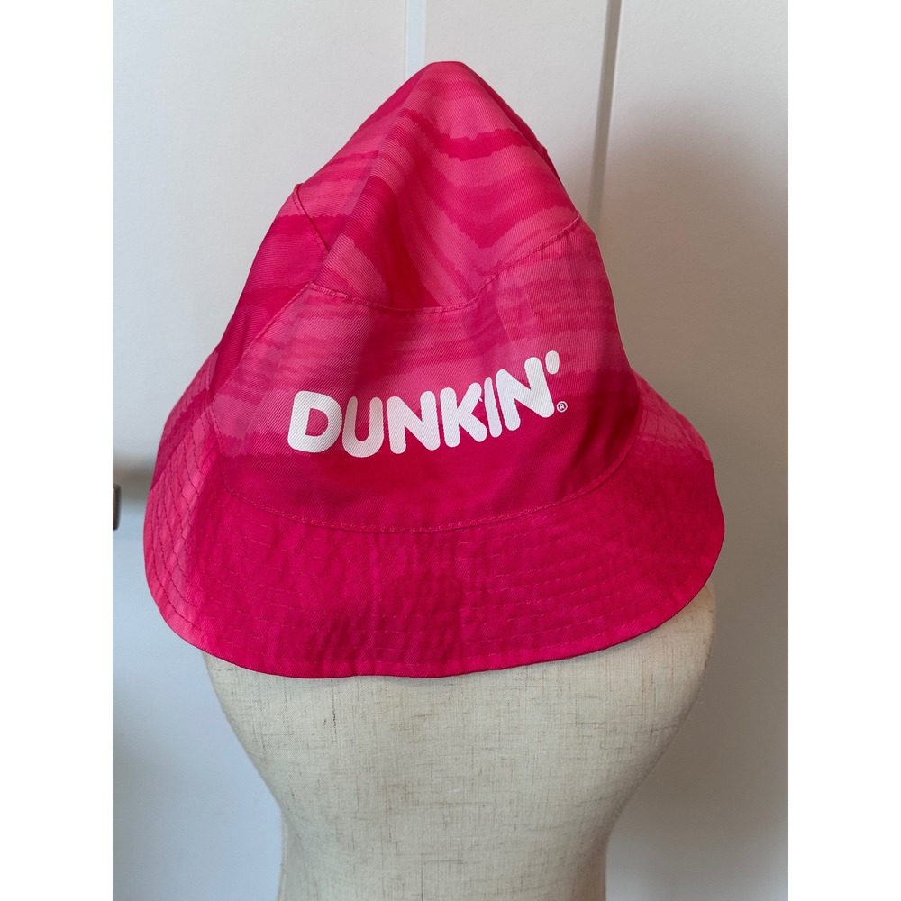 Dunkin Donuts Reversible Bucket Hat Pink  Orange Logo Unisex One Size